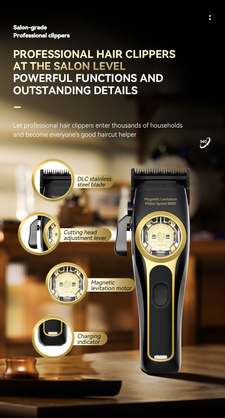 KEMEI km-2373 Manufacturer Professional Barber Trimmer Cordless Hair Trimmer Hair Cutting Clipper With Charging Base supplier