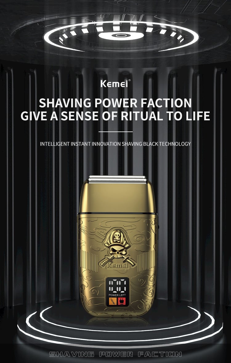 Kemei KM-TX15 Pirate Style LCD Smart Screen Mini Portable Anti-pinch Reciprocating Electric Shavers factory