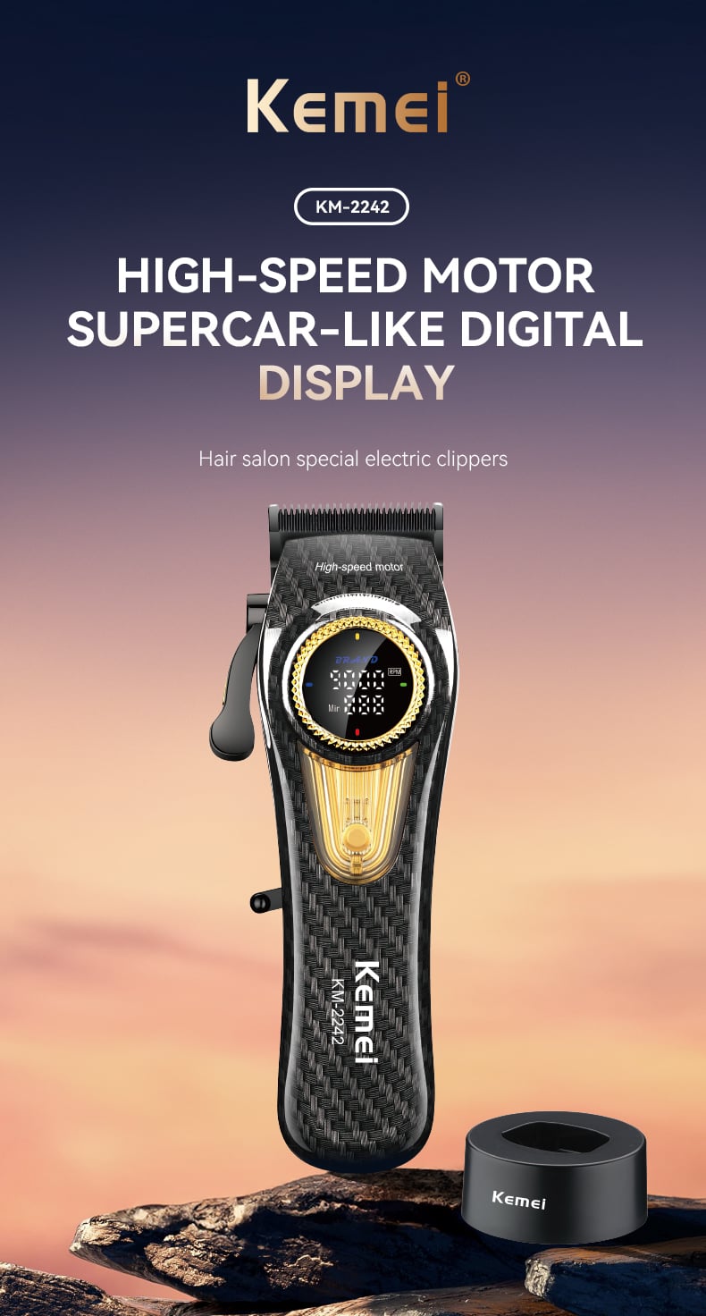 KEMEI km-2242 Hair Clipper Trimmer Brushless Motor Battery Powered Hair Trimmers Commercial Clippers With Charging base details