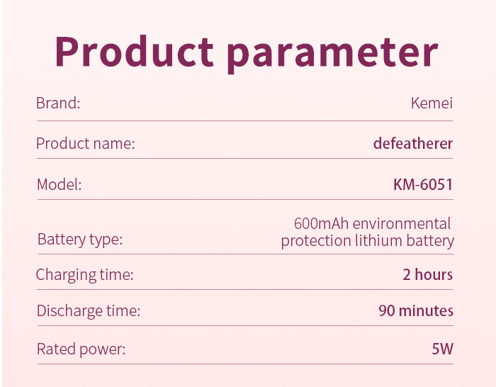 kemei Usb Rechargeable Women Epilator km-6051 Portable Hair Removal Tool Rotary Shaver Body Face Leg Depilator details