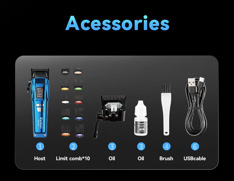 KEMEI km-2796 Hair Trimmers Clippers Professional Cordless 4600mah Lasting Rechargeable Hair Trimmers Clippers manufacture