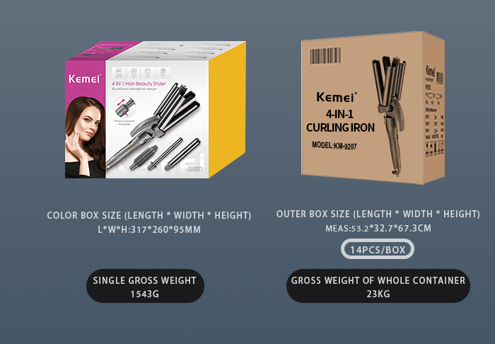 KEMEI Hair Styling Tools Curling Iron Wand Curling Iron Automatic Hair Curler 4 in 1 curling iron with LCD Display supplier