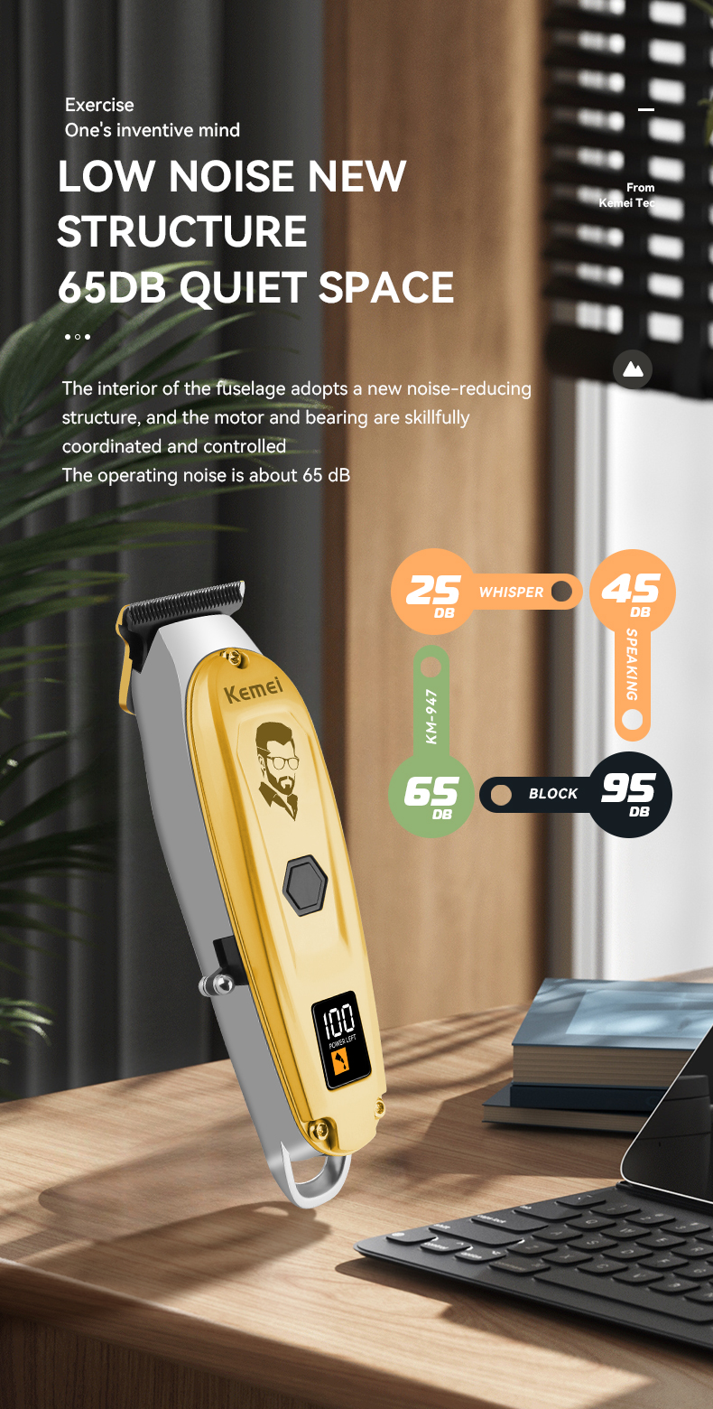 KM-1947 Cordless Professional Beard Trimmer Cutting Kit for Men factory