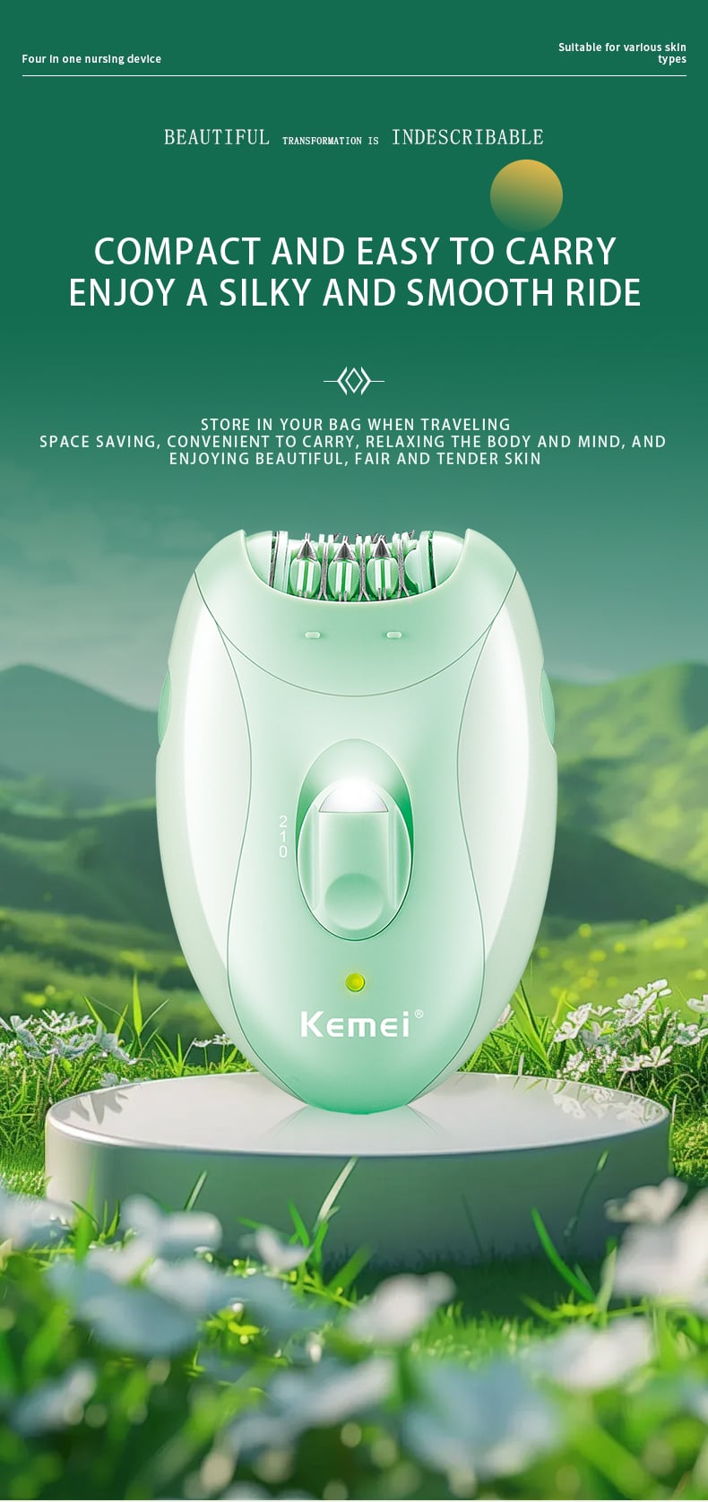 KEMEI km-6037 Hair Removal Device Beauty Devices Having Device Electric Ladies Plucking Hair Epilator factory