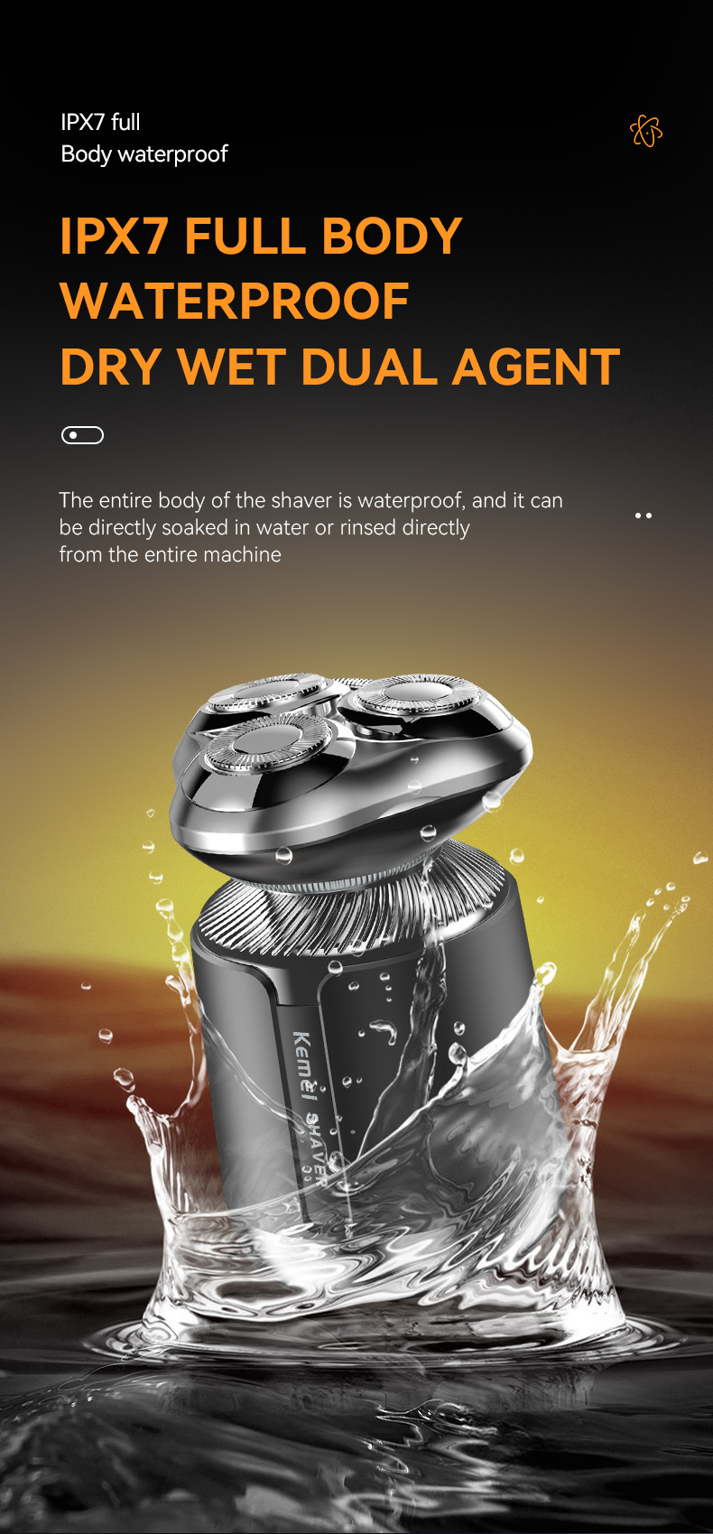 Kemei KM-3224 Three-blade New Magnetic Multi-functional 3 In 1 Full-body Waterproof Electric Shaver With Nose Hair Trimmer factory