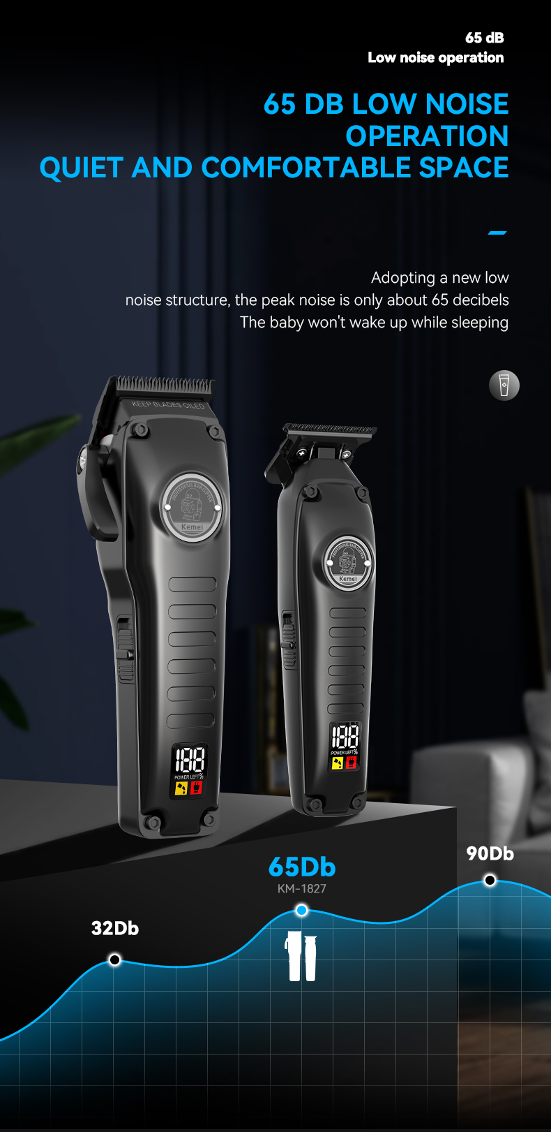 Professional Cordless Rechargeable Hair Clippers Set Km-1827 Km-H73 Barber Hair Clipper Electric Rechargeable Best Hair Trimmer factory