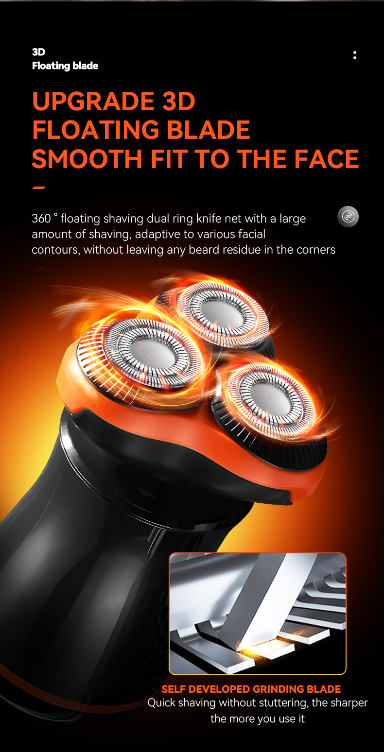 Kemei KM-776 Mini Portable Upgrade 3D Floating Blade Rechargeable Electric Shaver Rotary Beard Razor details