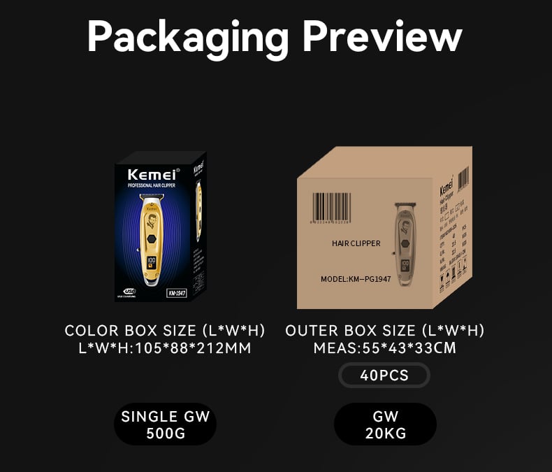 KM-1947 Cordless Professional Beard Trimmer Cutting Kit for Men factory