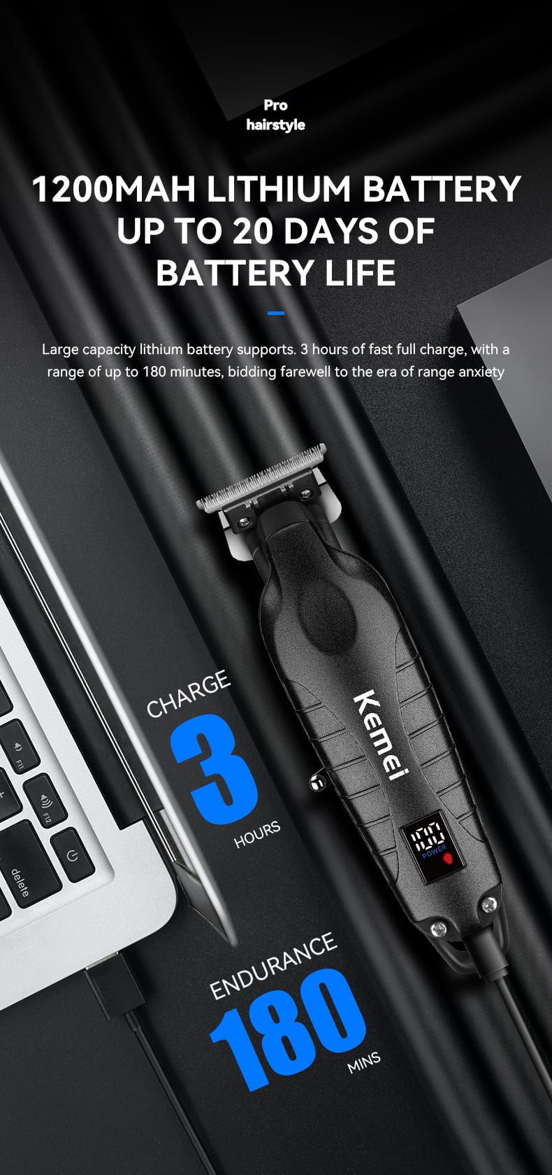 KEMEI New Design Hair Cutter Machine Best Brand Km-2293 Fast Charging Barber Machine Blades Hair Cutter details