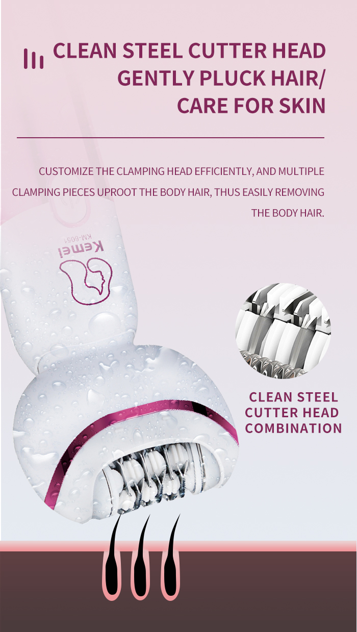 kemei Usb Rechargeable Women Epilator km-6051 Portable Hair Removal Tool Rotary Shaver Body Face Leg Depilator manufacture