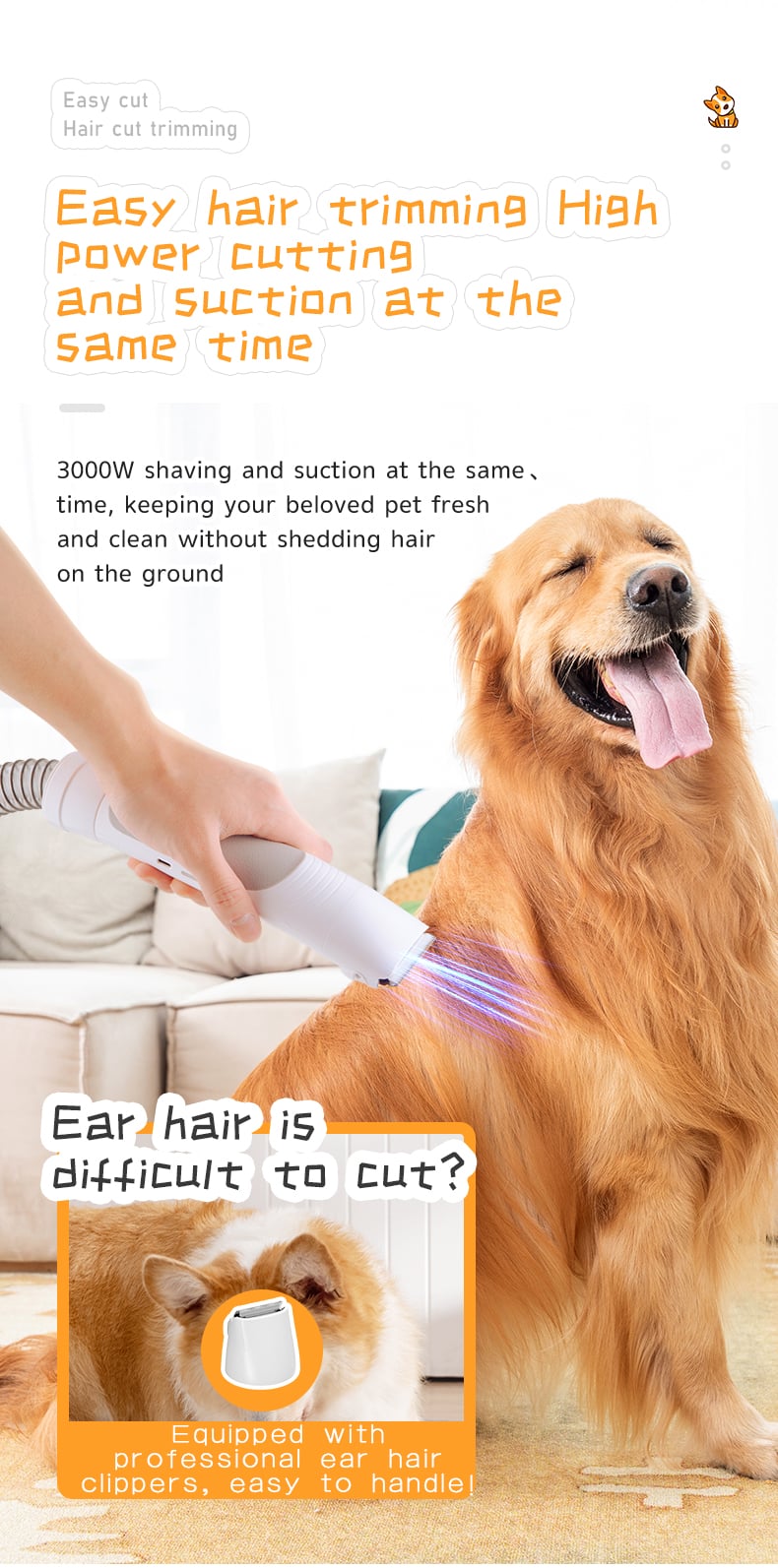 Kemei Electric Trimmer Grooming Tools Pet Hair Vacuum Set Km-Cw2097 Pet Grooming Kit And Vacuum Hair Trimmer details