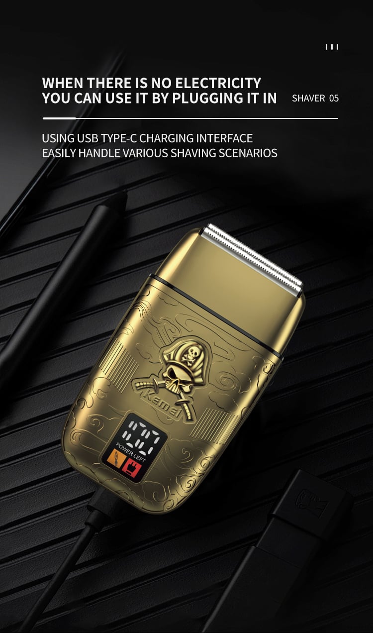 Kemei KM-TX15 Pirate Style LCD Smart Screen Mini Portable Anti-pinch Reciprocating Electric Shavers supplier