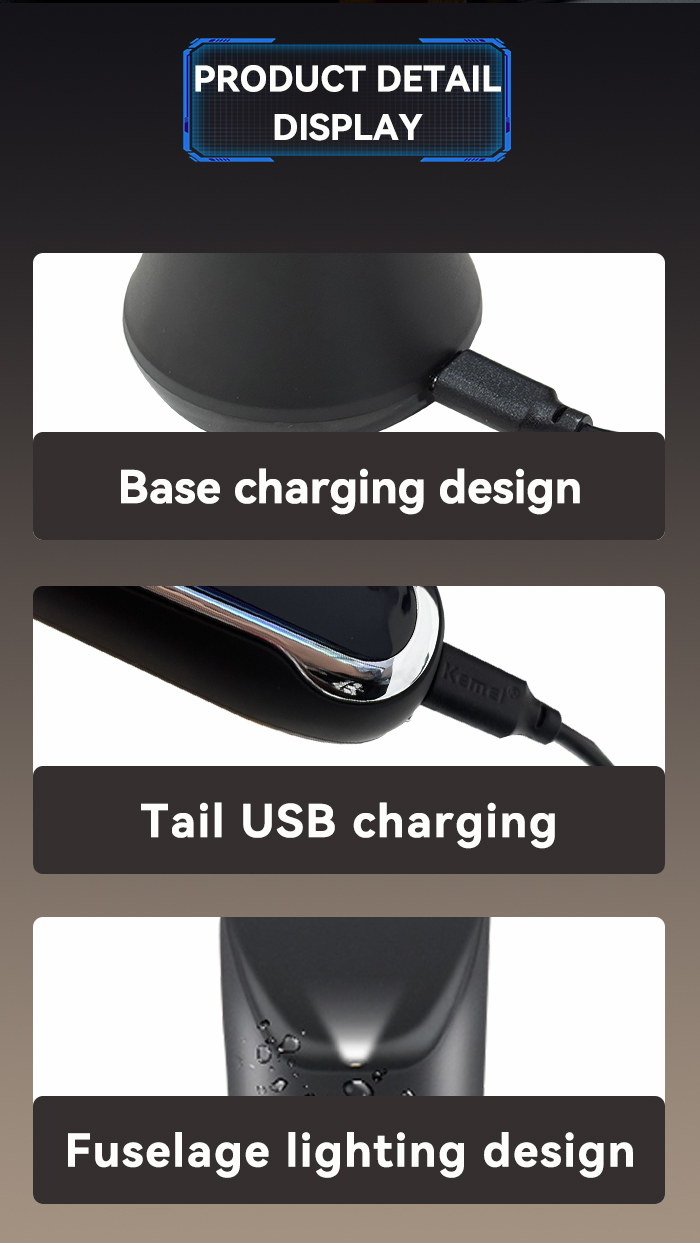 KEMEI km-1845 Rechargeable Electric Body Hair Clipper Trimmer Waterproof Groin Pubic Private Part Electric Shaver With Light manufacture