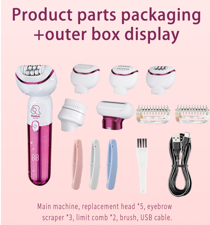 kemei Usb Rechargeable Women Epilator km-6051 Portable Hair Removal Tool Rotary Shaver Body Face Leg Depilator manufacture
