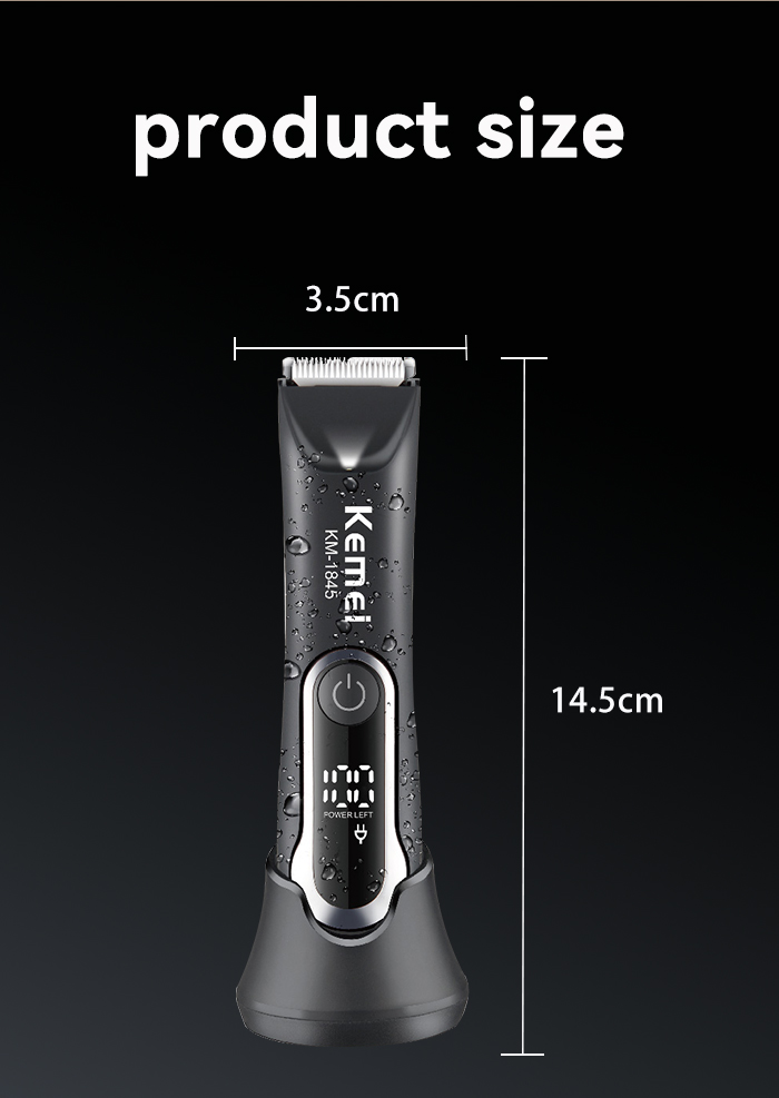 KEMEI km-1845 Rechargeable Electric Body Hair Clipper Trimmer Waterproof Groin Pubic Private Part Electric Shaver With Light manufacture