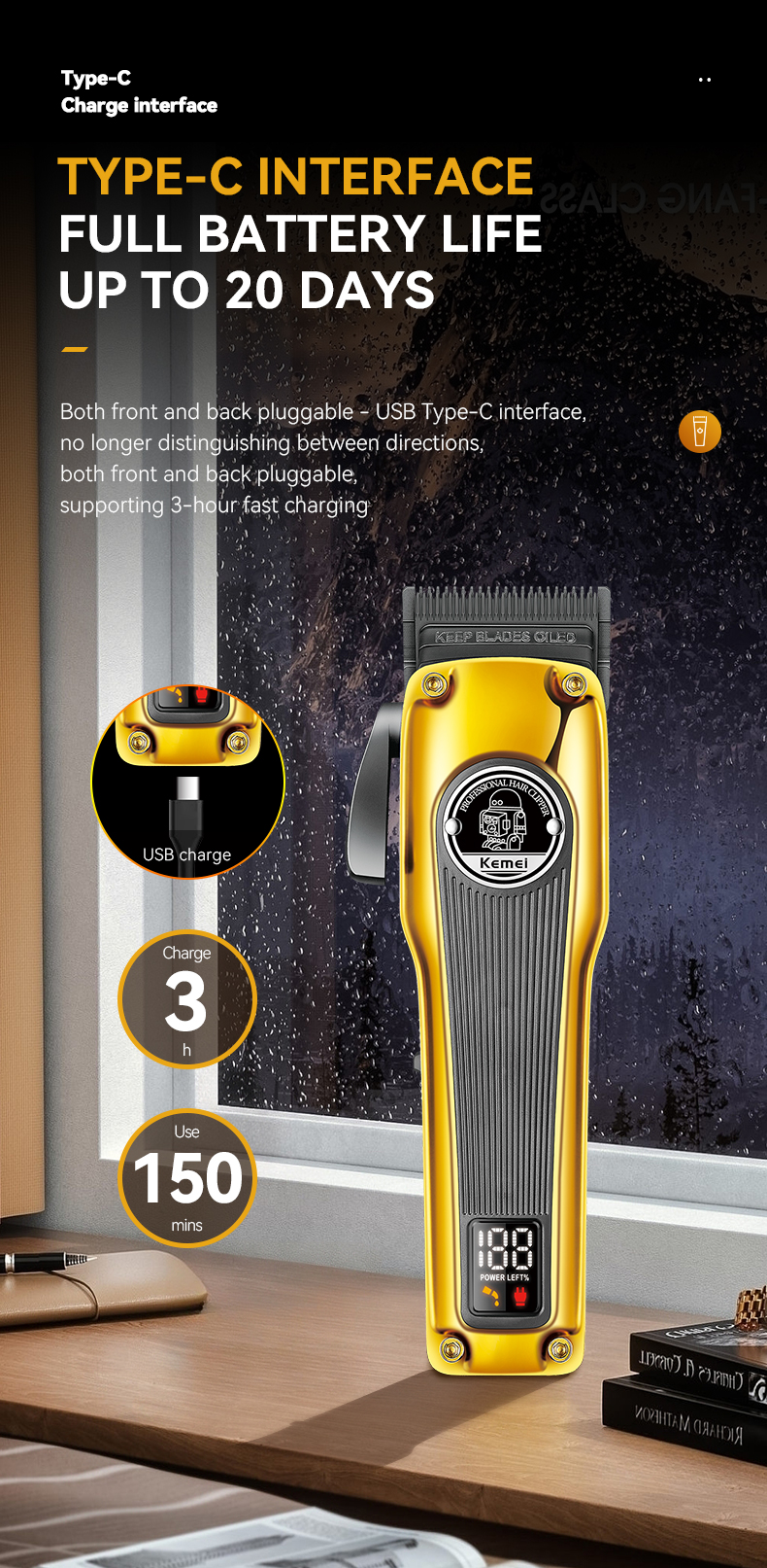 New Arrival Professional Hair Removal Micro Beard Trimmer 3pcs Rechargeable Cordless Hair Trimmer For Men details