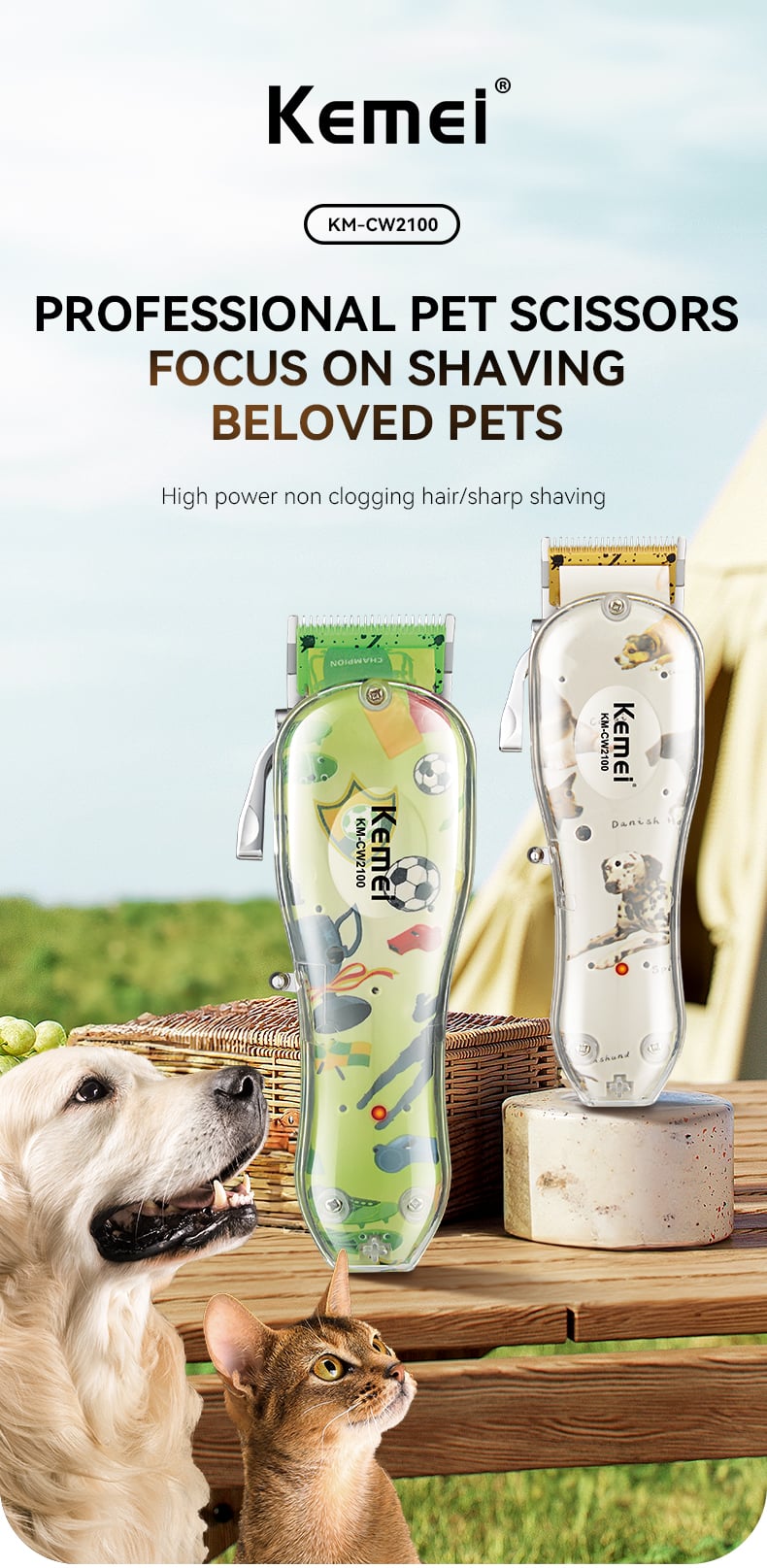 KEMEI Km-Cw2100 Pet Hair Trimmer Clipper Adjustable Cordless Dog Cat Pet Electric Hair Clipper Machine Trimmer supplier