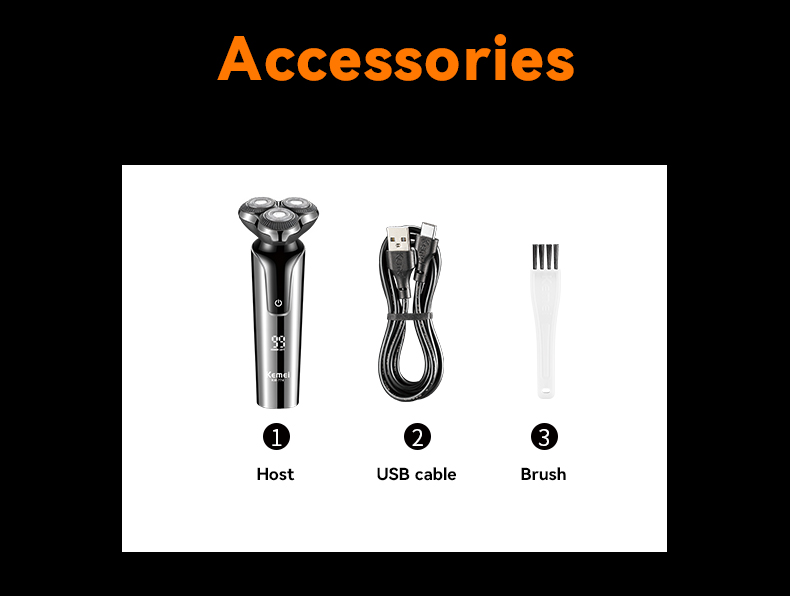 Kemei KM-774 Men Electric Razor Ipx4 Full-body Waterproof LCD Veneer Floating Three-blade Shaver details