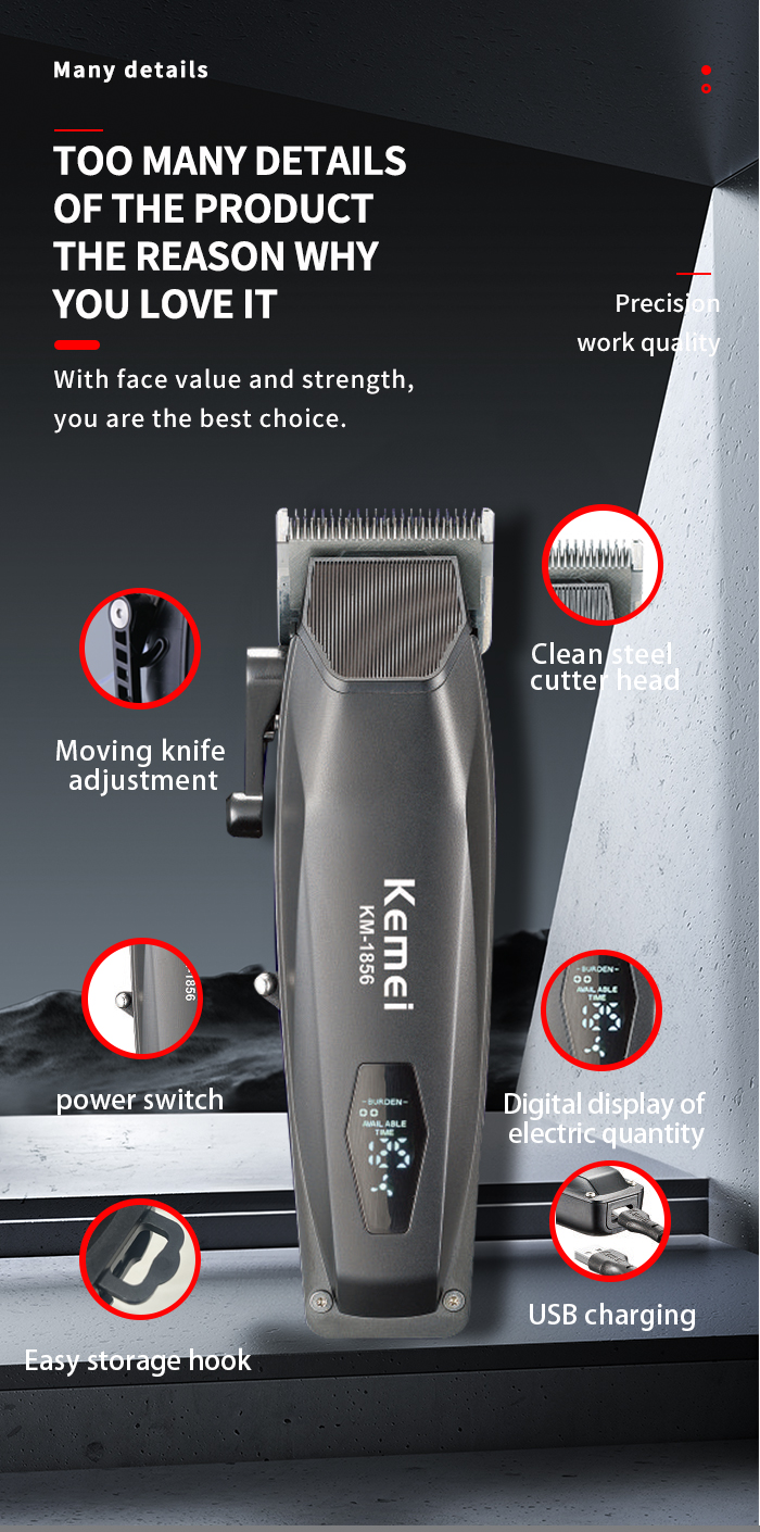 KEMEI Electric Rechargeable Best Hair Trimmer Km-1856 Professional Cordless Barber Hair Clipper Trimmer supplier