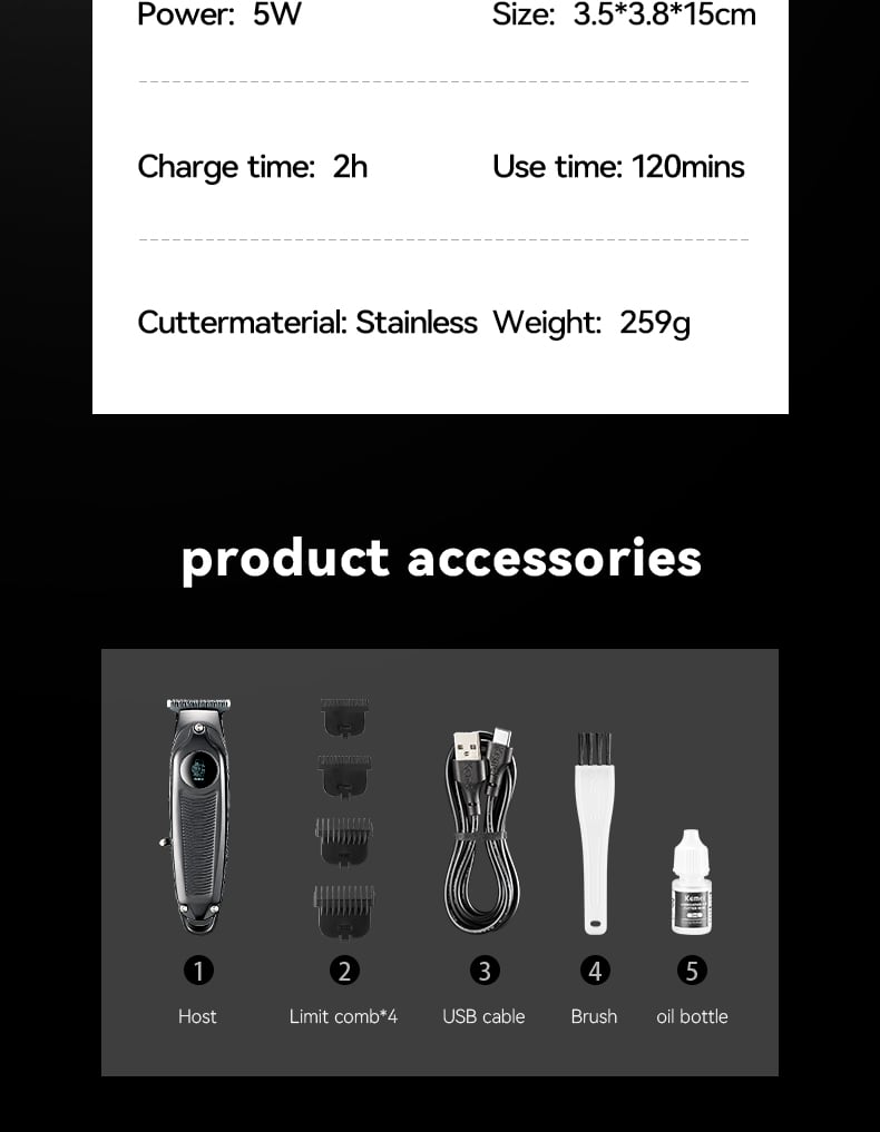 USB Rechargeable Cordless Hair Clipper Hair Cut Machine Price km-2289 Professional Hair Clipper For Men supplier