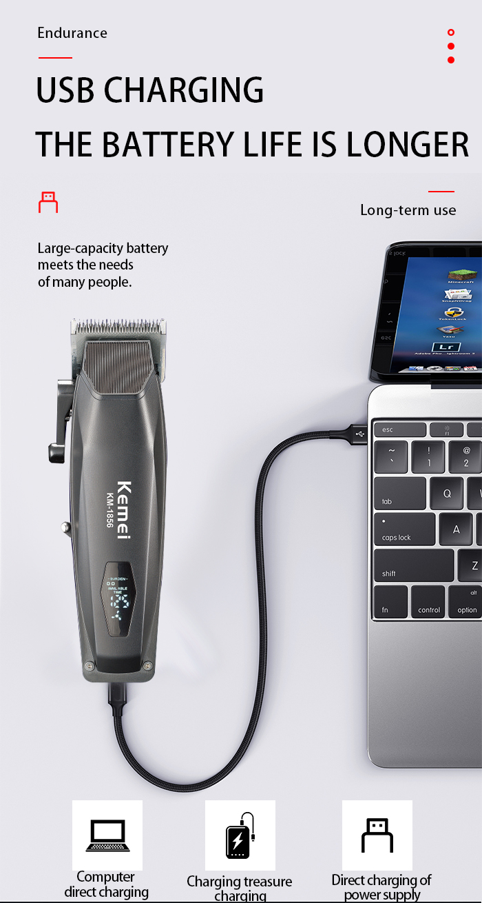 KEMEI Electric Rechargeable Best Hair Trimmer Km-1856 Professional Cordless Barber Hair Clipper Trimmer manufacture