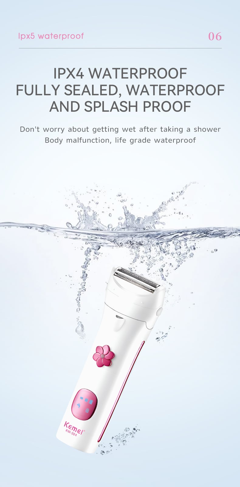Waterproof Electric Lady Leg Hair Shaver details