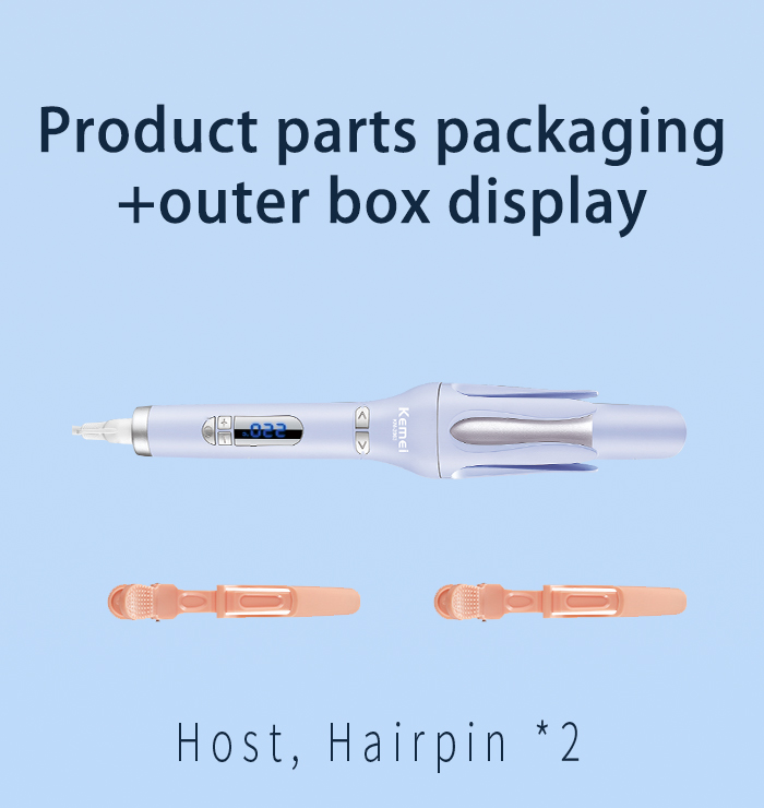 KEMEI Lcd Display Automatic Hair Curler Temperature regulation km-2063 Automatic Electric Wand Ceramic Hair Curler details