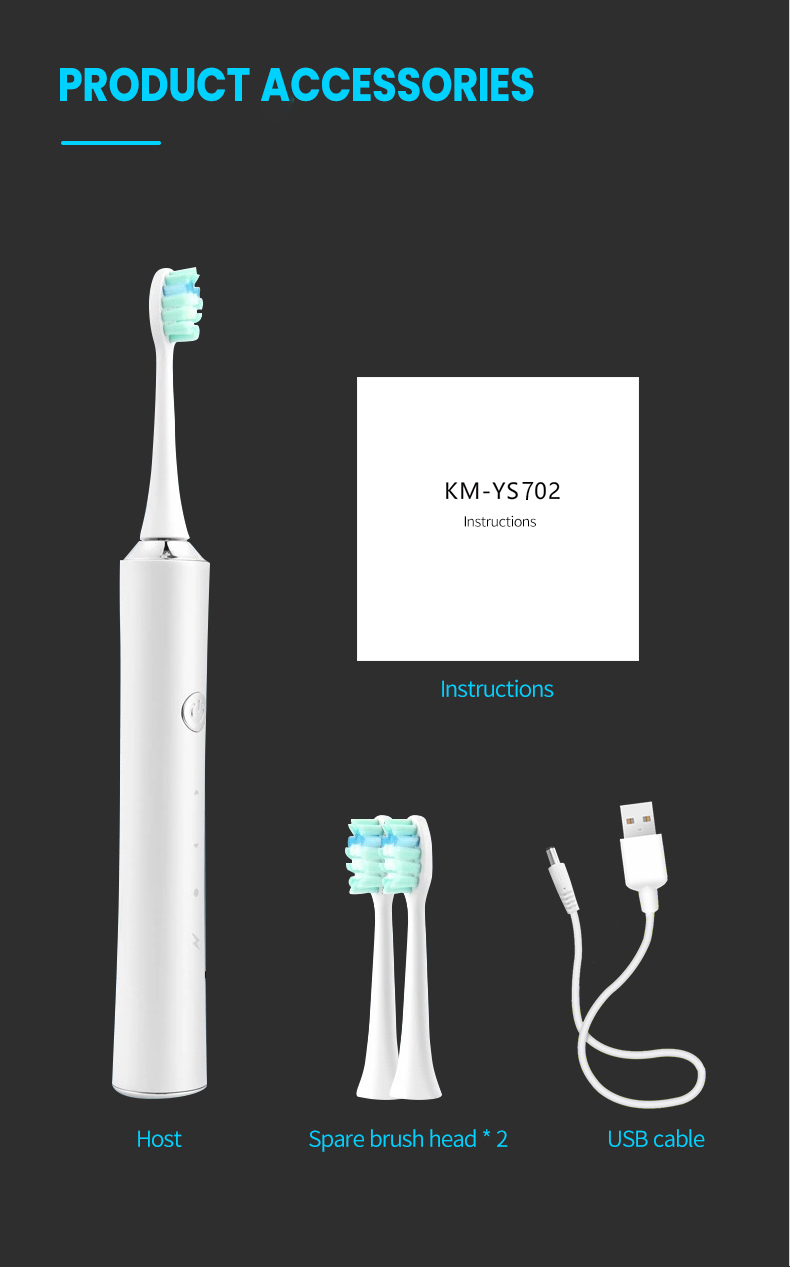 Eco Friendly Sonic Electric Toothbrush Kemei Km-Ys702 Powerful Usb Rechargeable Ultrasonic Tooth Brush supplier