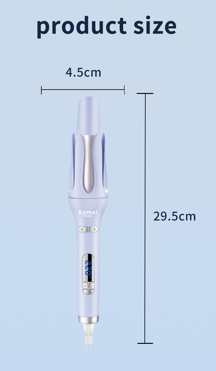KEMEI Lcd Display Automatic Hair Curler Temperature regulation km-2063 Automatic Electric Wand Ceramic Hair Curler factory