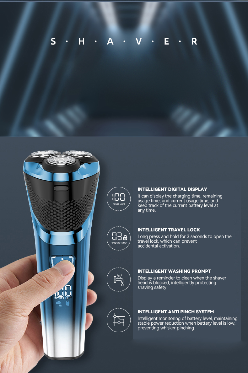 Men Triple Floating Blade Heads Kemei km-8510 Wet-Dry Dual Use Waterproof Electric Shaver USB Rechargeable Electric Razor factory