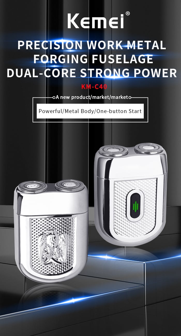 Newest Charge Men Electric Shaver Beard Trimmer Kemei km-C40 Floating Twin Blade Portable Usb Rechargeable Shaver manufacture