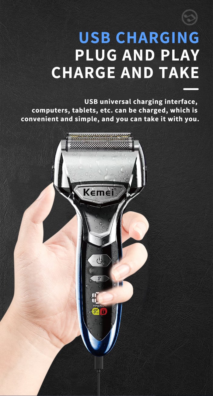 Ipx7 Waterproof Face Electric Shaver Km-3215 5 Cutter Heads Net Floating Trimmer Hair Razor Shaver factory