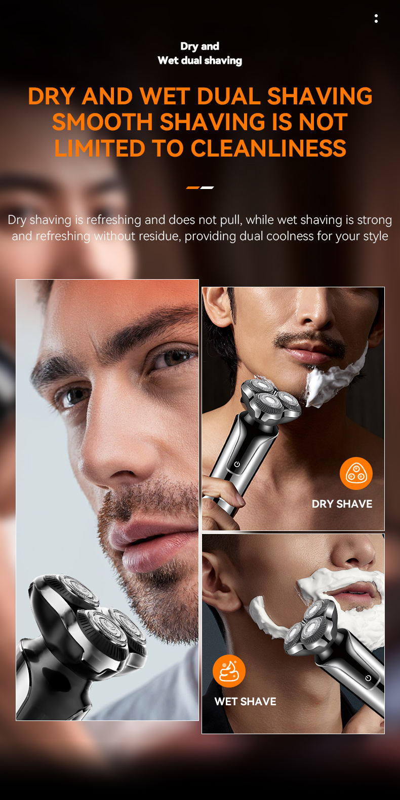 Kemei KM-774 Men Electric Razor Ipx4 Full-body Waterproof LCD Veneer Floating Three-blade Shaver details
