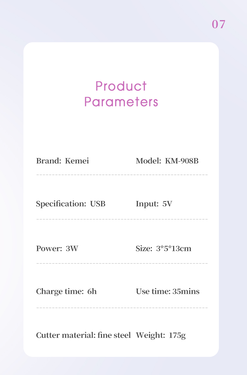 LCD Electric Tweezers Dry wet Use Portable Epilator KEMEI km-908B Women Usb Charging Cordless 3 in 1 Epilator Hair Removal details