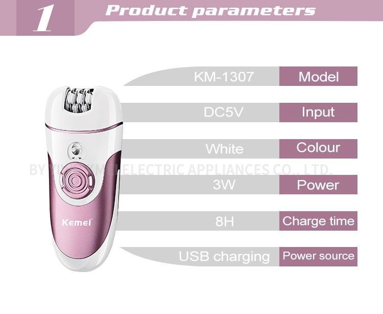 Kemei KM-1307 Factory wholesale 4 in 1 multi-function cutter head lady electric shaver with USB charging lady electric shaver supplier