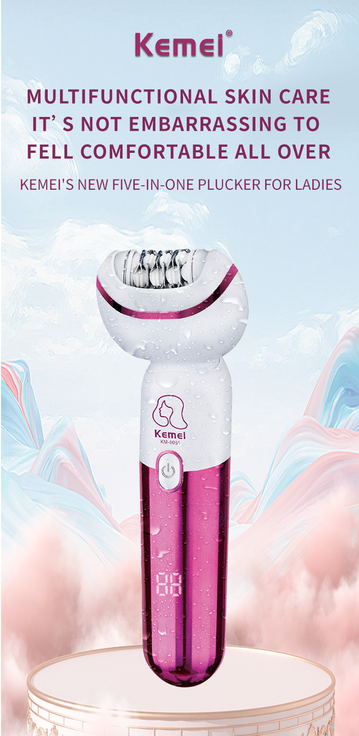 kemei Usb Rechargeable Women Epilator km-6051 Portable Hair Removal Tool Rotary Shaver Body Face Leg Depilator factory