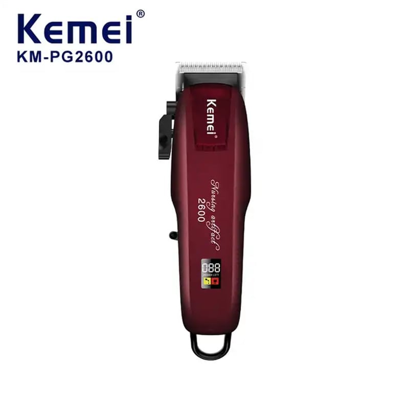 Tondeuse rétro pour cheveux, machine de coupe professionnelle Kemei Km-Pg2600 avec affichage LED et chargeur USB