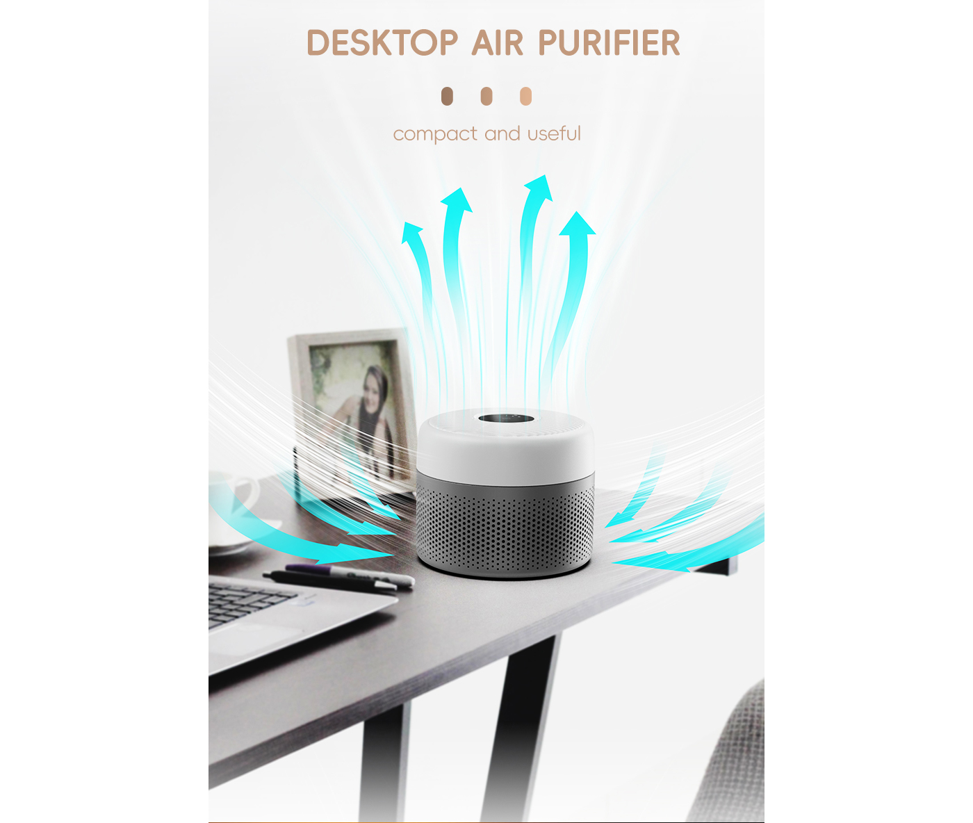 Office Desktop Compact Air Purifier with H13 HEPA Filter factory