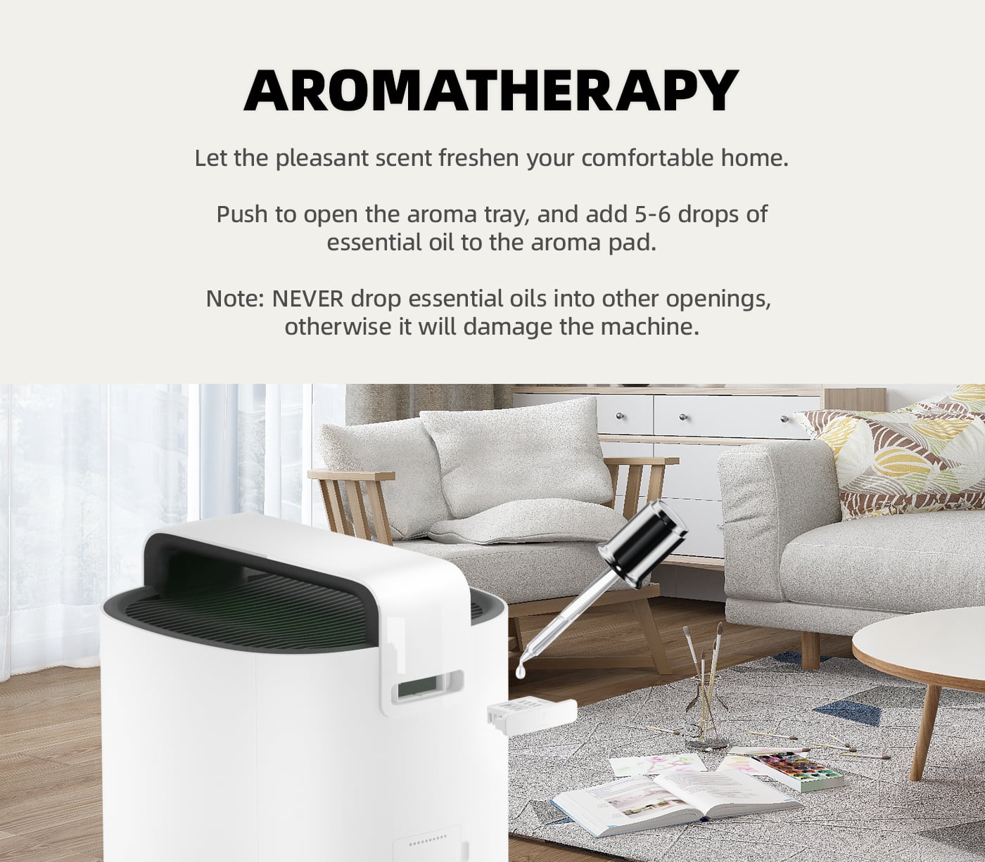 Home 3-in-1 HEPA Filter Air Purifier with Aromatherapy details