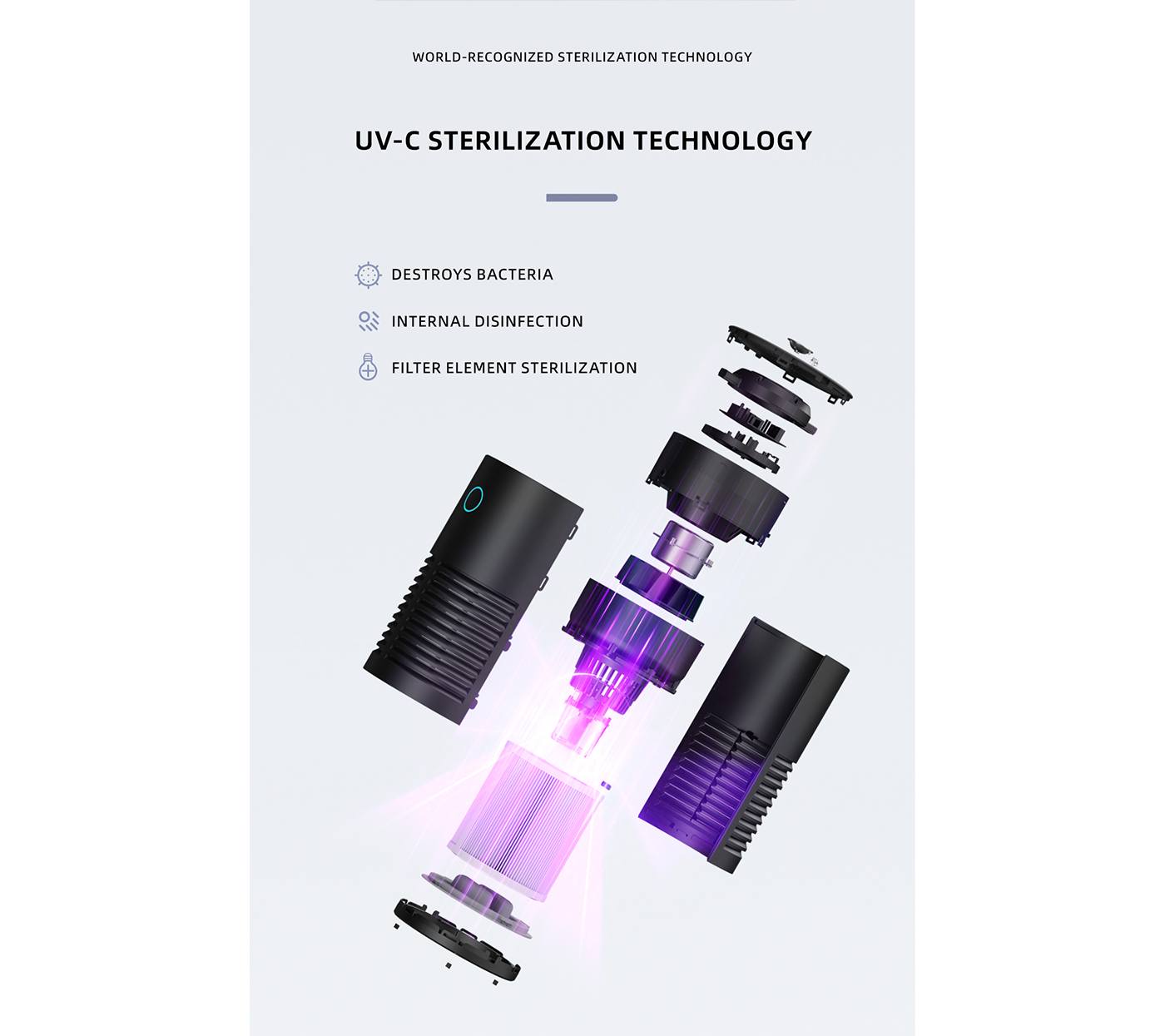 UV Sterilization Remove Smoke HEPA Filter Air Purifier manufacture