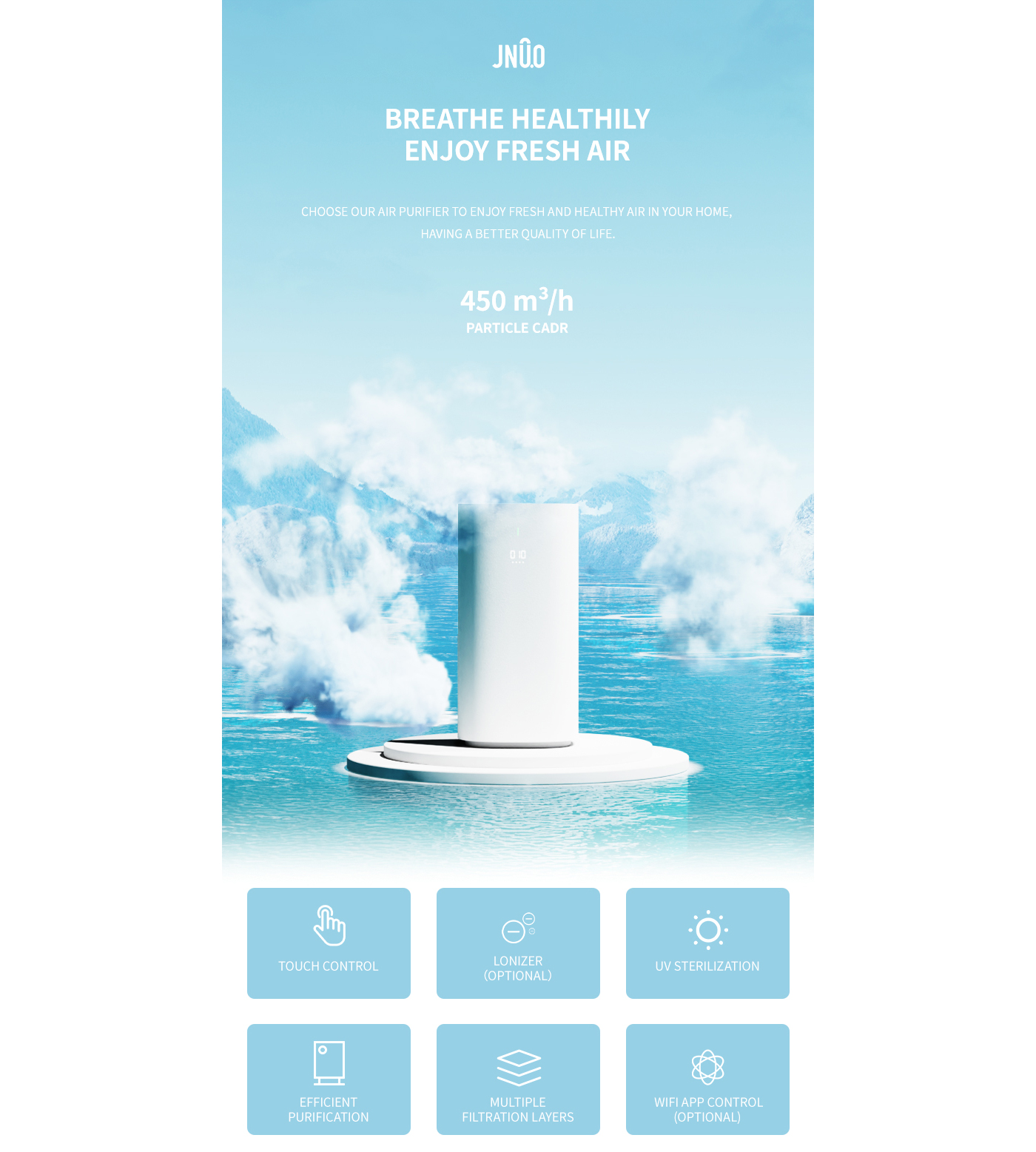 Smart Tuya WiFi Control House Living Room Air Purifier manufacture