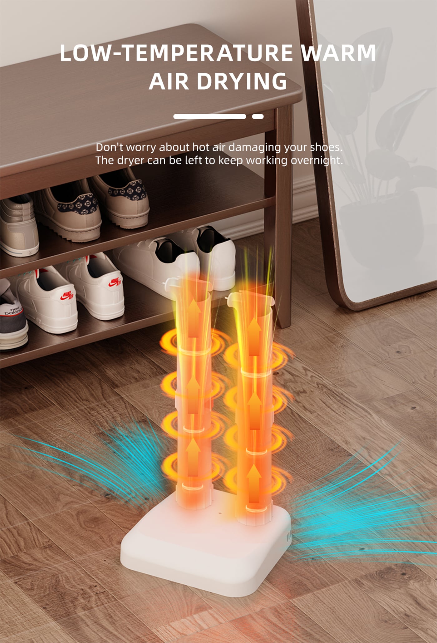 Gentle Warm Air Heating No Noise Boot Shoe Dryer factory