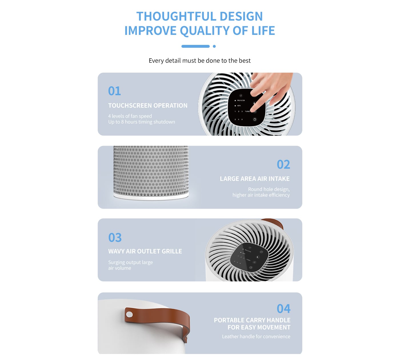 Washable Air Inlet Remove Haze Pet Dander Air Purifier factory