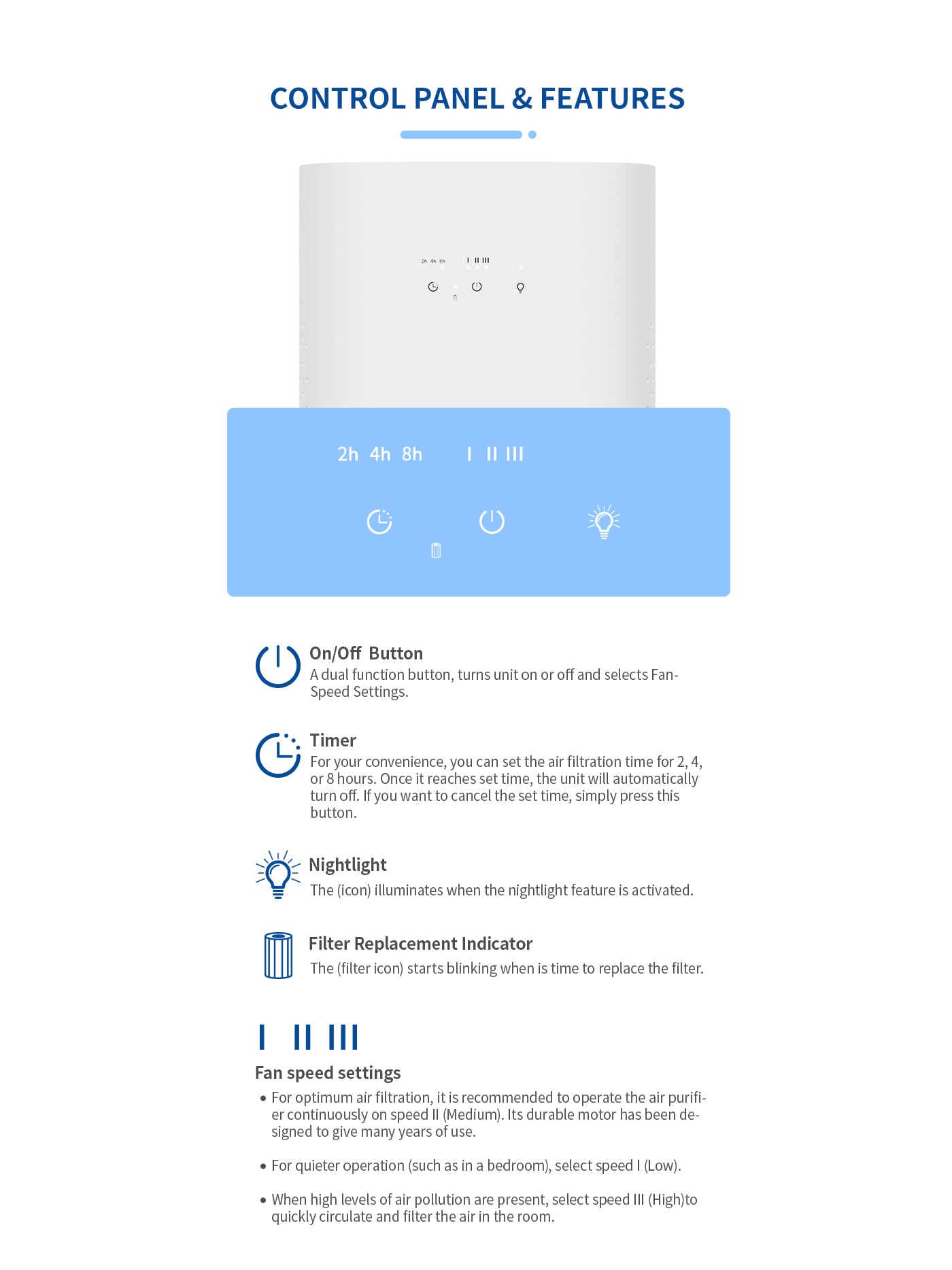 Medium-size Air Purifier with Night Light for Home manufacture