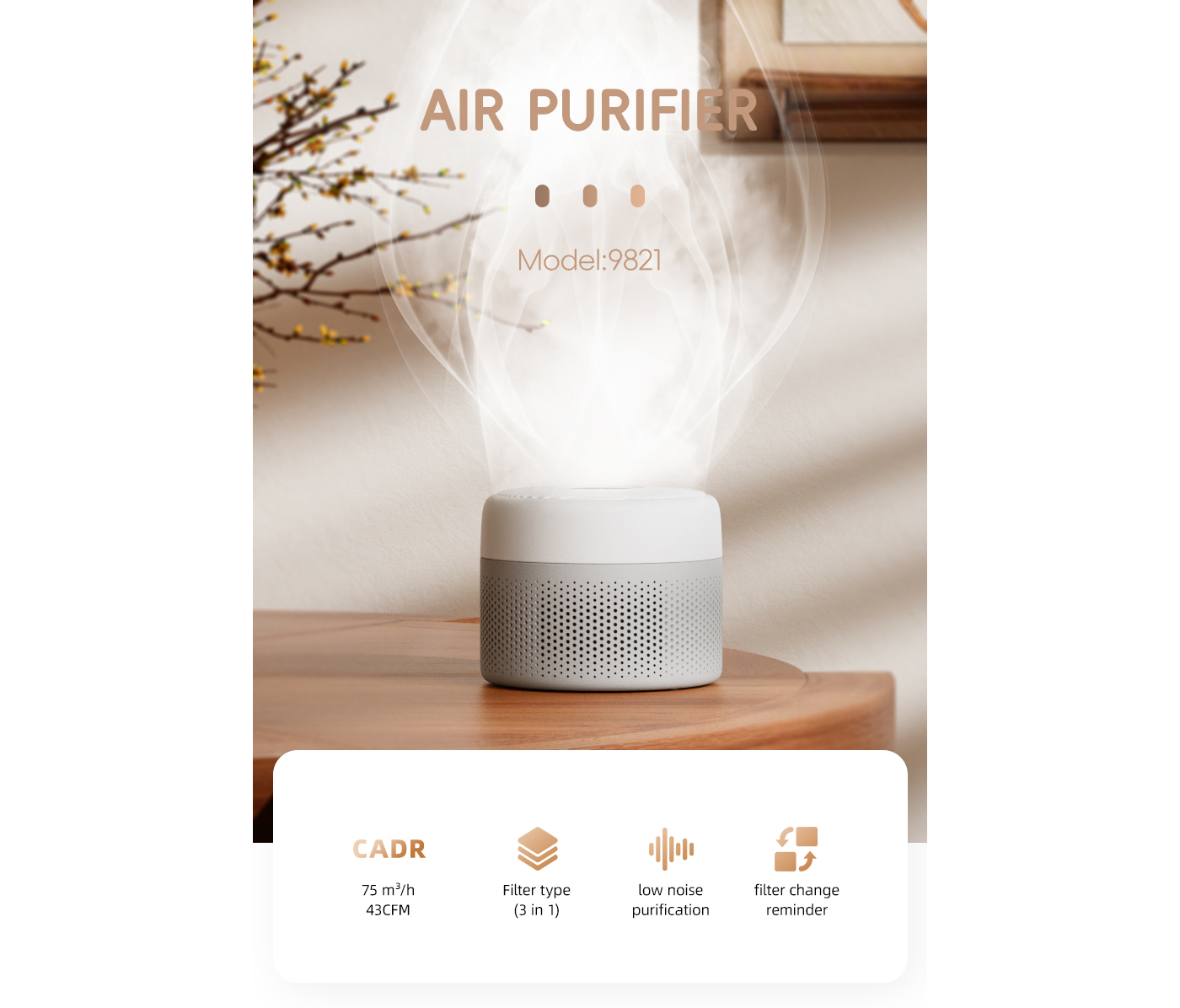 Office Desktop Compact Air Purifier with H13 HEPA Filter details