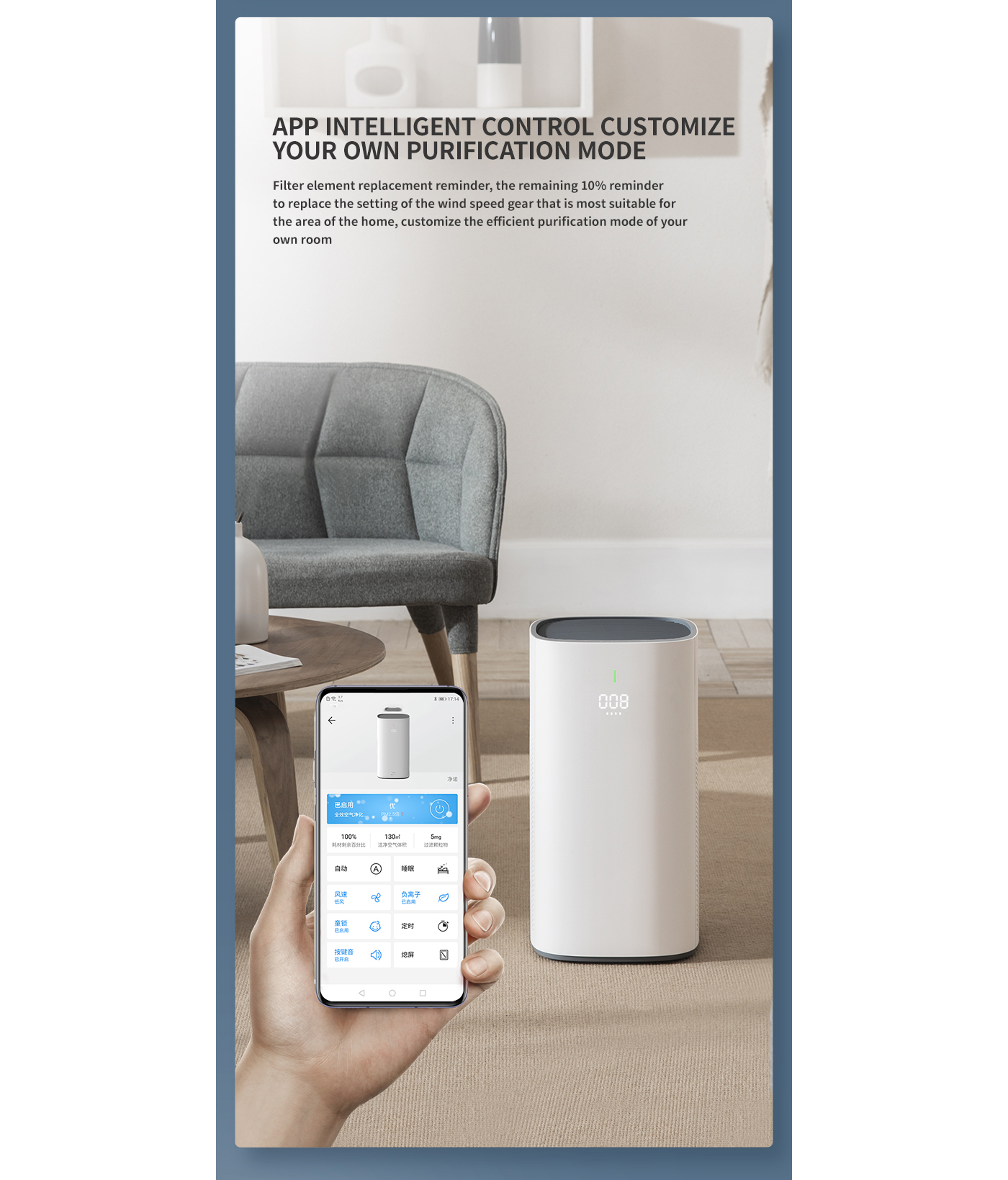 Air Quality Digital Display Home Bedroom Air Purifier supplier
