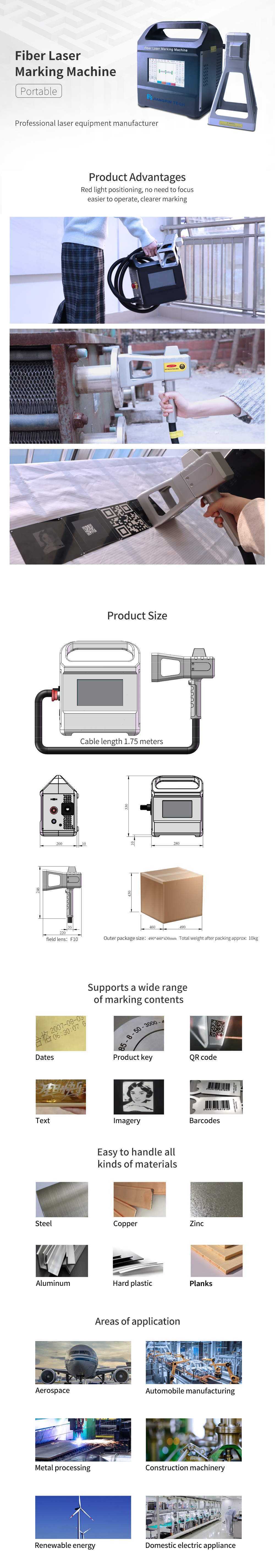 portable 20w 30w 50w laser marker deep handheld laser engraving machine metal aluminum fiber laser marking machine factory