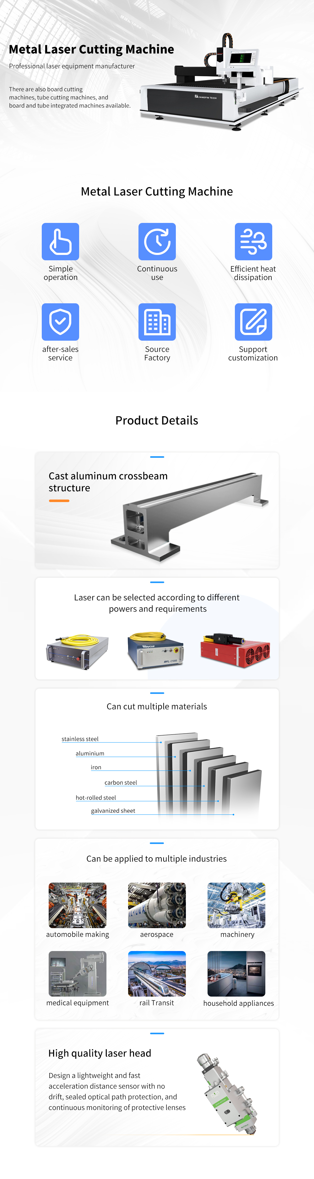 Metal fiber laser cutting machine 4000w 1000w 1500w 3000w manufacture