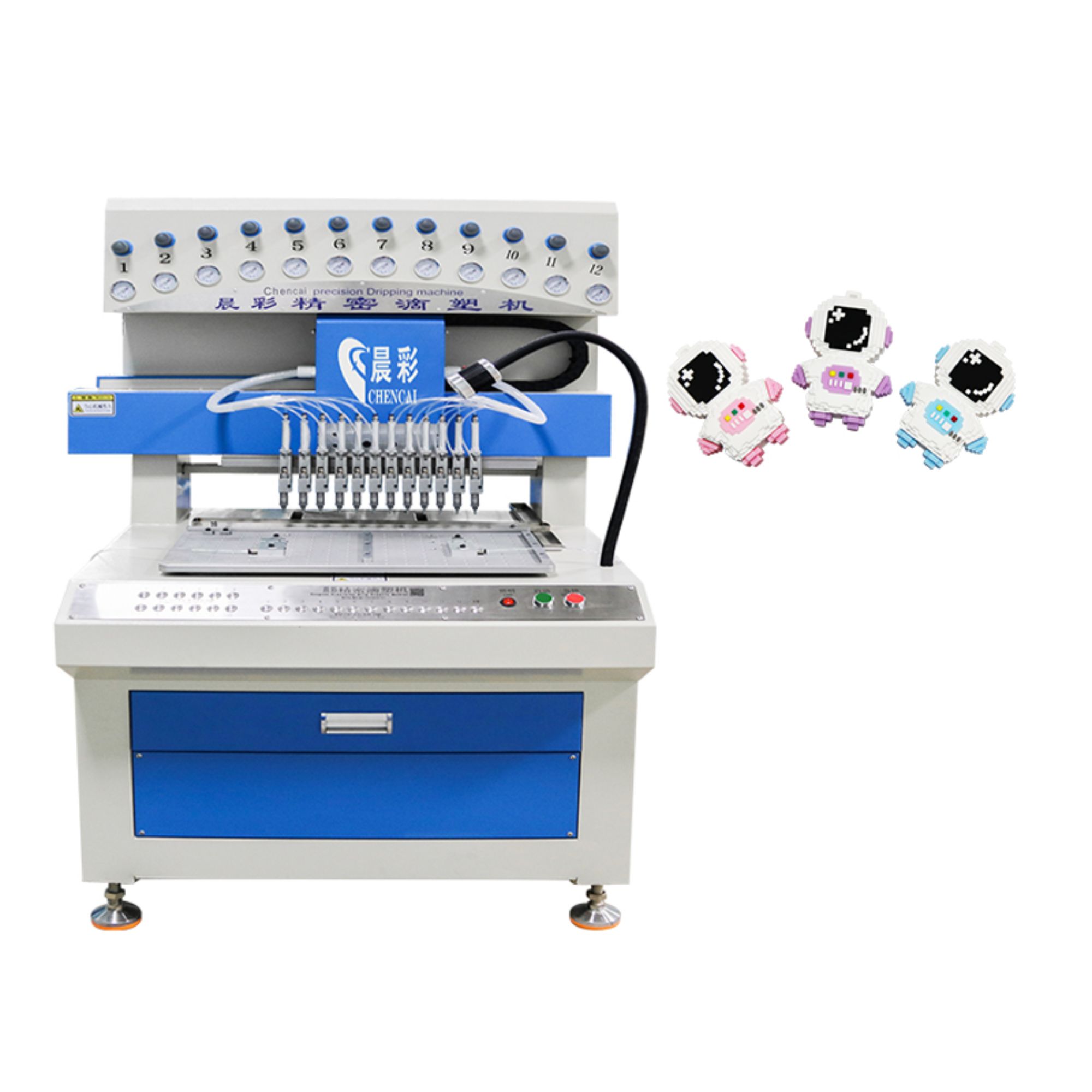 Automatic 12 Colors Silicone Label Machine Enlarged Liquid Dispenser Machine for Making Keychains