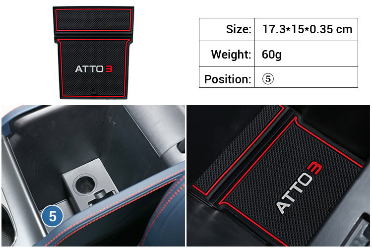 Car Interior Accessories Anti-Slip Mat ATTO 3 Door Slot Mat Anti-skid Pad Door Slot Pads For BYD Yuan Plus Accessory details